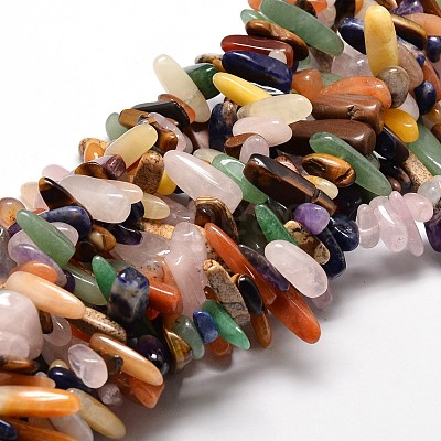 Natural Mixed Stone Chip Beads Strands X-G-E271-28-1