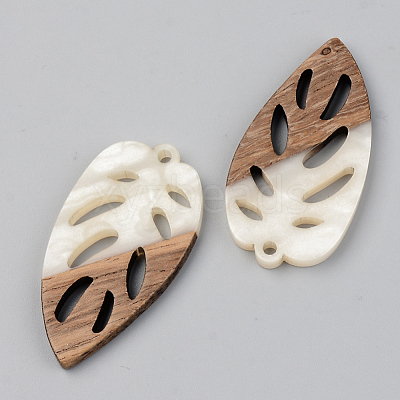 Opaque Resin & Walnut Wood Pendants RESI-S389-048A-C04-1