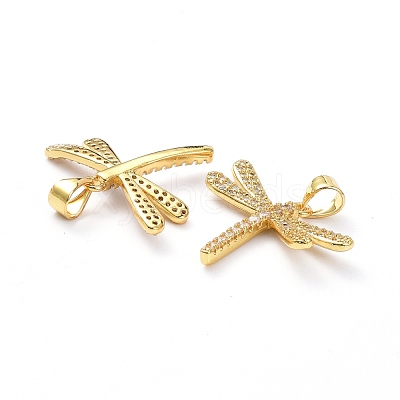 Brass Micro Pave Clear Cubic Zirconia Pendants ZIRC-L100-103G-1
