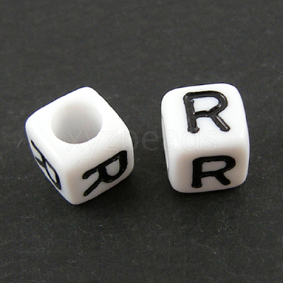 Letter Acrylic European Large Hole Beads OPDL-R050-10mm-R-1