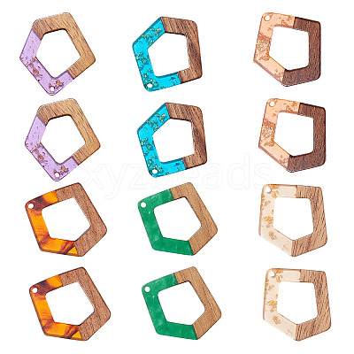 Transparent and Opaque Resin & Walnut Wood Pendants RESI-SZ0001-01-1