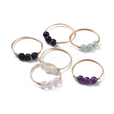Natural Gemstone Finger Rings RJEW-JR00275-M-1