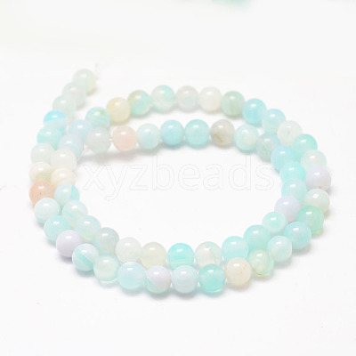 Natural Striped Agate/Banded Agate Bead Strands G-K155-A-6mm-04-1