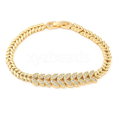 Golden Brass Micro Pave Cubic Zirconia Link Bracelets BJEW-P314-A07-G-1