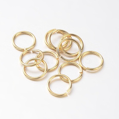 Eco-Friendly PVD Vacuum Plating & Long-Lasting Plated Brass Open Jump Rings X-KK-E663-10mm-G-1