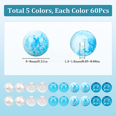300Pcs 5 Colors Transparent Glass Beads GLAA-SC0002-42C-1