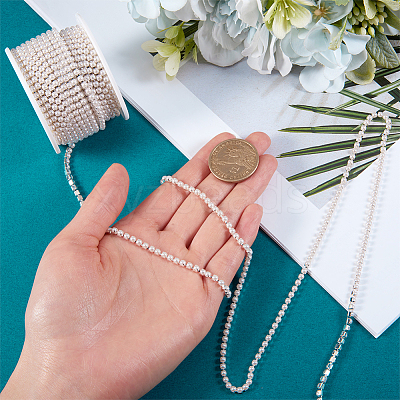 Plastic Pearl Bead Cup Chains CH-WH0013-01A-S-1
