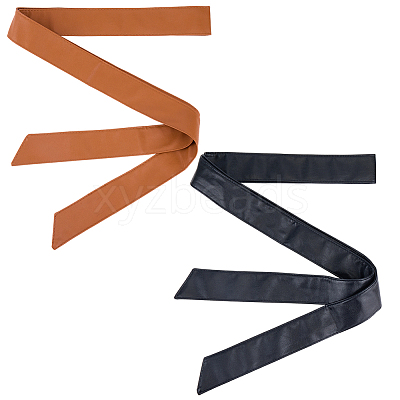 2Pcs 2 Colors PU Leather Wrap Belts for Coat AJEW-CL0005-21B-1