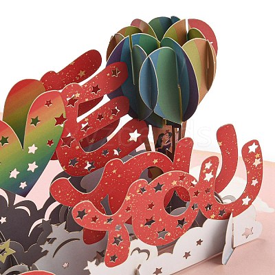 Rectangle 3D Pop Up Paper Greeting Card AJEW-F064-01D-1