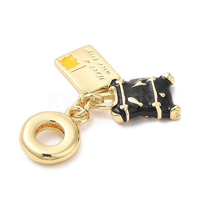 Brass Enamel European Dangle Charms KK-D027-13G-03-1