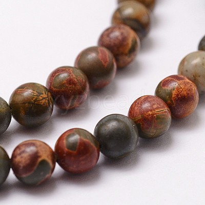 Natural Polychrome Jasper/Picasso Stone/Picasso Jasper Bead Strands X-G-D840-85-6mm-1