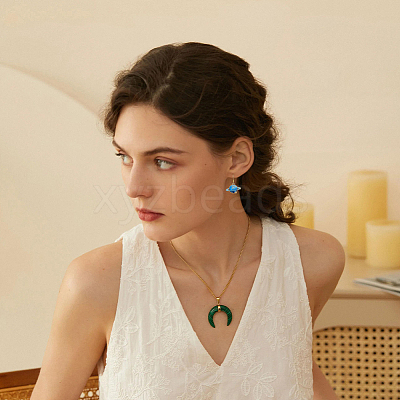5 Pair 5 Style Golden Plated Alloy Enamel Planet Dangle Earrings with Iron Pins EJEW-AB00045-1