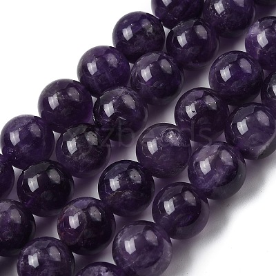 Round Natural Amethyst Gemstone Bead Strands G-J333-01-12mm-1
