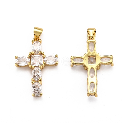 Brass Micro Pave Clear Cubic Zirconia Pendants ZIRC-J025-41G-1