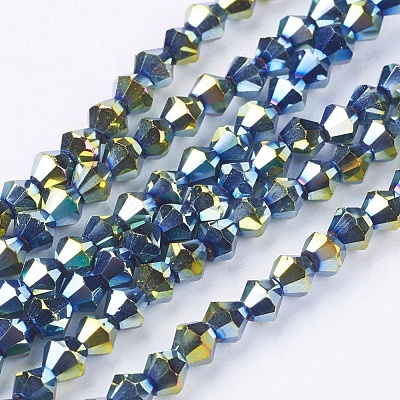 Electroplate Glass Beads Strands X-EGLA-S057-3-1