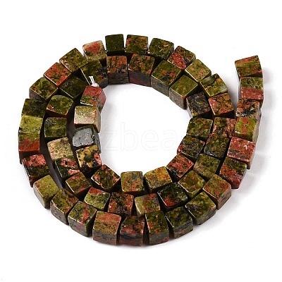 Natural Unakite Beads Strands G-T139-6x6-08A-1