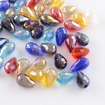 AB-Color Plated Teardrop Glass Beads EGLA-R104-8x11-1
