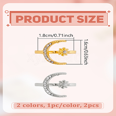 2Pcs 2 Colors Zinc Alloy Cuff Rings RJEW-LP0005-15-1