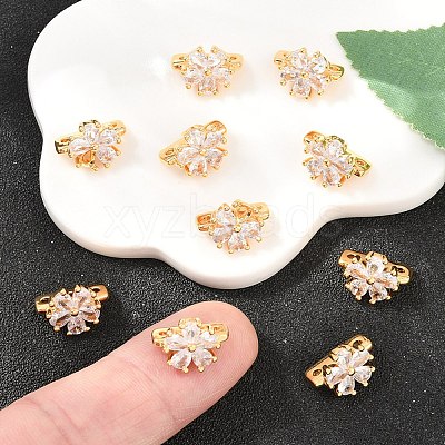 SHEGRACE Flower Brass Micro Pave Clear Cubic Zirconia Spacer Bars XGRQ5K223-827G-1