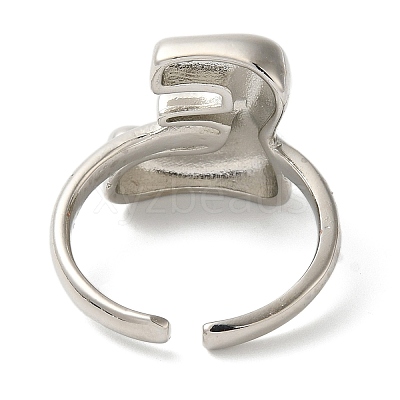 Initials Brass Open Cuff Ring for Women RJEW-N046-02E-P-1