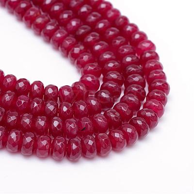 Faceted Rondelle Dyed Natural White Jade Bead Strands G-R343-6x8-07-1