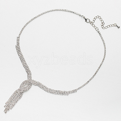 Alloy Full Crystal Rhinestone Twisted Tassel Necklaces for Women FS-WG90C07-02-1
