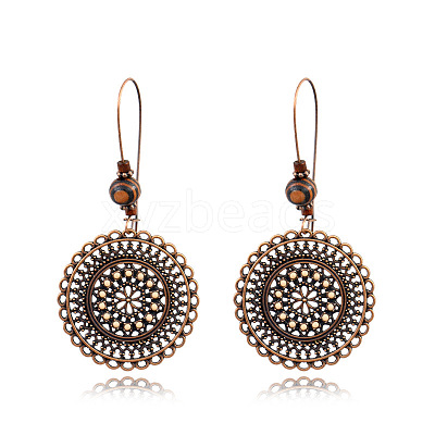 National Style Alloy Wood Dangle Earrings FS-WG6B91F-01-1