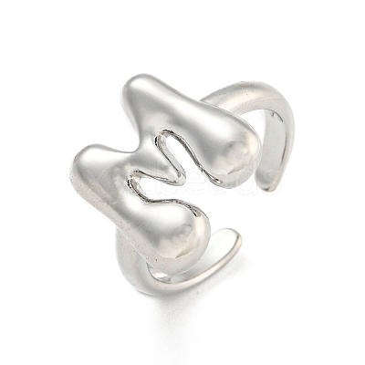 Brass Letter Open Cuff Rings for Women RJEW-G313-01M-P-1