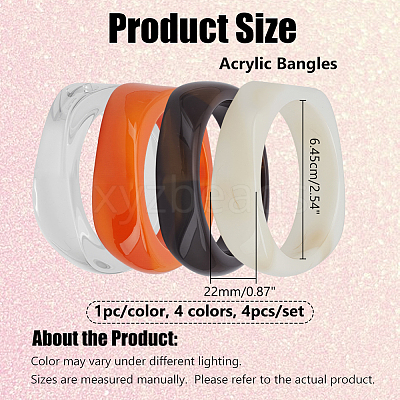 4Pcs 4 Colors Acrylic Bangles BJEW-HY0002-68-1