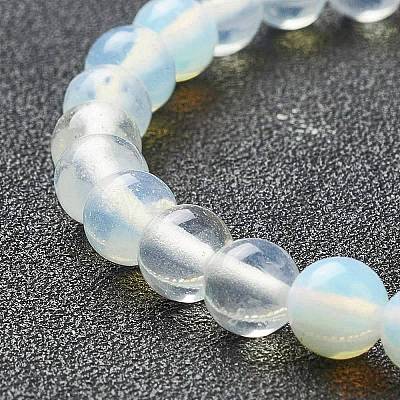 Opalite Beaded Stretch Bracelets BJEW-D446-B-07-1