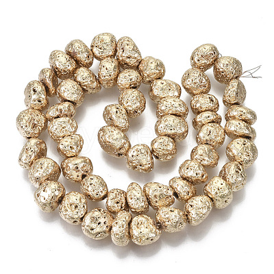 Electroplated Natural Lava Rock Beads Strands G-S352-29KC-1
