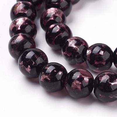 Handmade Silver Foil Lampwork Beads Strands FOIL-L016-A07-1