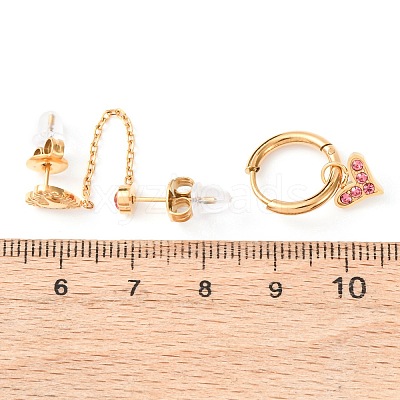 304 Stainless Steel Heart Stud Earring & Hoop Earring Sets EJEW-K268-93G-01-4-1