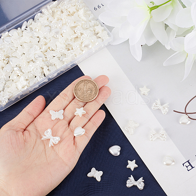 80G 4 Style ABS Plastic Imitation Pearl Beads KY-SC0001-69-1