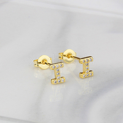 Brass Clear Cubic Zirconia Stud Earrings WGC2A80-09-1