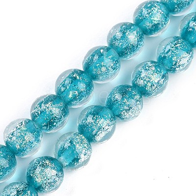Handmade Gold Foil Lampwork Beads Strands LAMP-Q002-01A-1