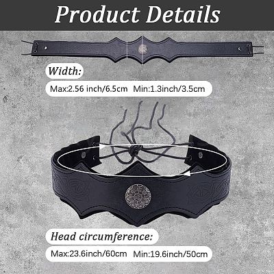 PU Leather & Alloy Headbands Hair Accessories for Women Girls OHAR-WH20009-02B-03-1