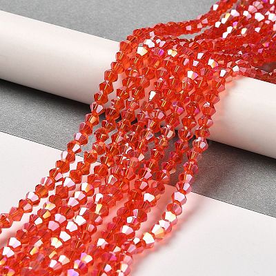 Transparent Electroplate Glass Beads Strands GLAA-F029-4mm-A14-1