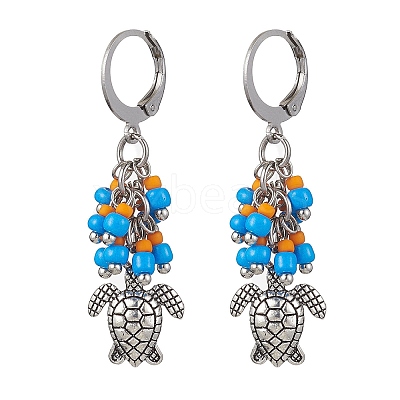 Tibetan Style Alloy Dangle Leverback Earrings EJEW-MZ00119-05-1
