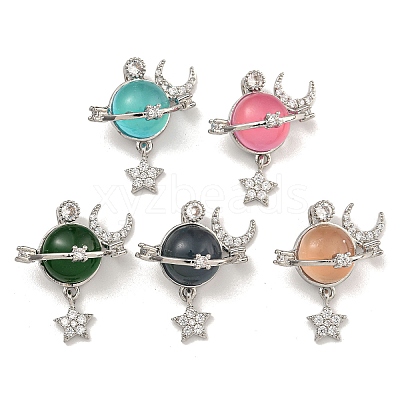 Brass Micro Pave Cubic Zirconia Pendants KK-U035-31P-1