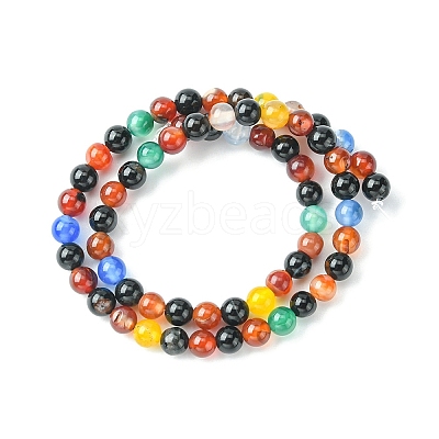 Natural Agate Beads Strands G-YW0001-33B-1