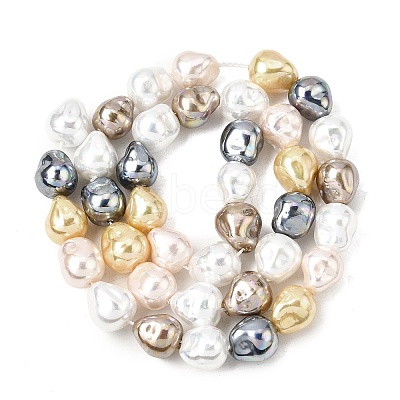 Electroplated Glass Shell Pearl Beads Strands BSHE-B009-D02-01-1