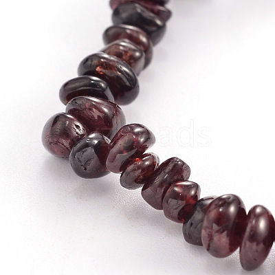 Chips Natural Garnet Beaded Stretch Bracelets X-BJEW-JB01826-09-1