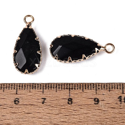 Natural Obsidian Faceted Pendants G-Q606-104G-01-1