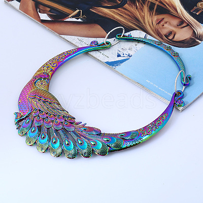 Ethnic Style Alloy Peacock Bib Necklaces FS-WG6E760-01-1