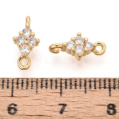 Brass Pave Clear Cubic Zirconia Connector Charms X1-KK-T078-03G-01-1