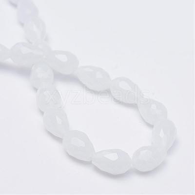 Teardrop Faceted Imitation Jade Glass Beads Strands GLAA-Q052-A05-1