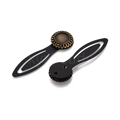 Alloy & Iron Bookmark Cabochon Settings PALLOY-N184-01AB-1