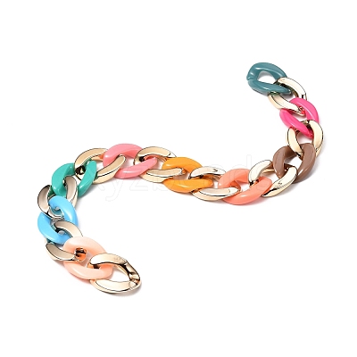 Handmade Opaque Acrylic & CCB Curb Chains AJEW-JB00685-1