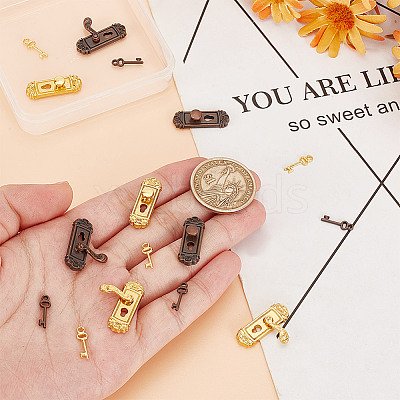 8 Sets 6 Styles Miniature Alloy Door Lock & Key AJEW-GO0001-73-1